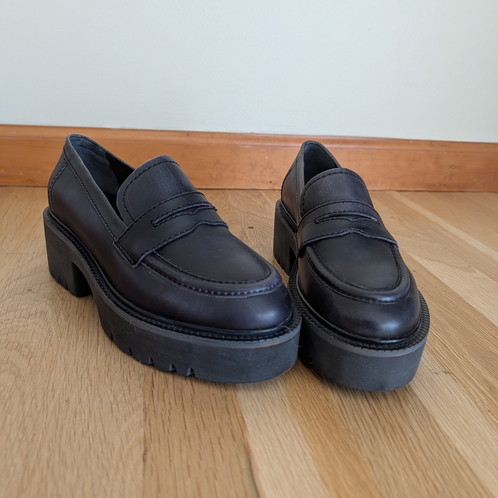 Free People Black Chunky Heeled Loafers